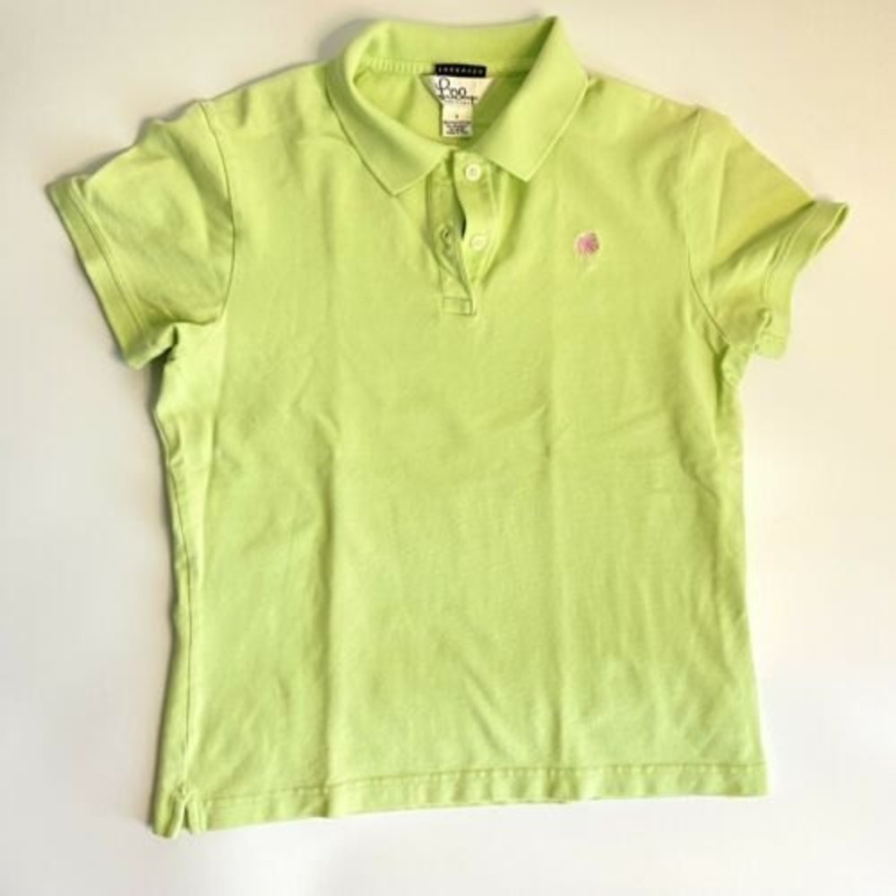 Lilly Pulitzer Shrunken Polo Shirt Women's Size Small Green Pima Cotton Stretch